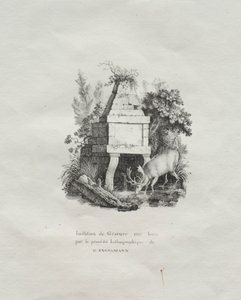 Samling af litografiske essays: A Fountain Imitating Woodcut, ca. 1816.