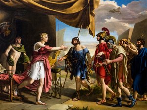 Achilleus modtager Agamemnons budbringere