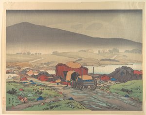 Regn ved Yabakei af Goyo Hashiguchi