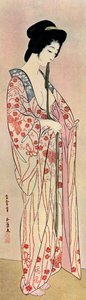 En japansk kvinde iført nagajuban, 1920 1930. af Goyo Hashiguchi