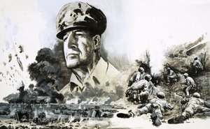Douglas MacArthur med scener fra D-dagens landgang af Graham Coton