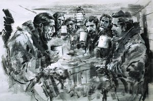 Roald Amundsen og hans ledsagere fejrer jul