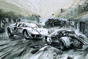 Le Mans-løbet i 1967 (gouache på papir)