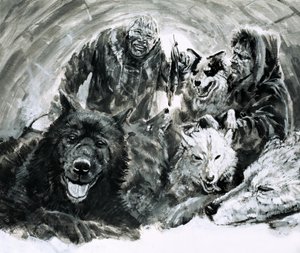 Vilhjalmar Stefansson opdagede blonde eskimoer (gouache på papir) af Graham Coton