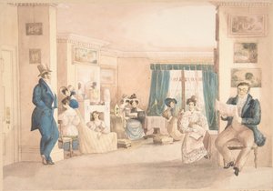 Et interiør i Hatton, Warwickshire, 1820-30. af Granddaughters of Dr. Samuel Parr.