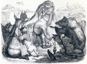 Dyr, der er syge af pest - Fabler af La Fontaine af Grandville