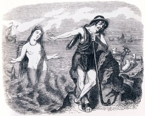 Hyrden og havet (Le berger et la mer) - Fabler af La Fontaine af Grandville