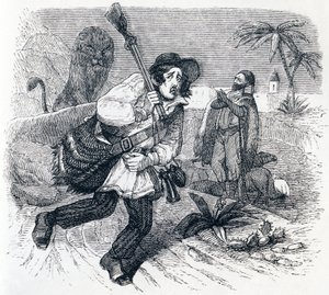 Løven og jægeren - Fabler af La Fontaine af Grandville