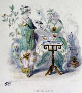 Allegori af "" te og kaffe"" af Grandville, sd. 19. århundrede af Grandville