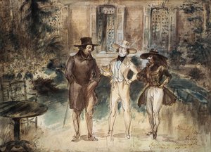 Karikatur af Honore de Balzac, Frederick Lemaitre og Theophile Gautier af Gerard Granville af Grandville