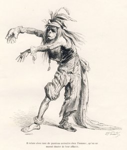 Så mange animalske lidenskaber opstod i mennesket, at man ikke ville tvivle på deres tilhørsforhold. Vignetter illustreret af JJ Granville. Gravering signeret Porret i delen med titlen "Voyage of an African Lion in Paris" skrevet af Honore de Balzac i "Sce