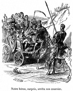 Illustration af Don Quijotes eventyr skrevet af Cervantes