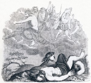 Jupiter og tordenen (Jupiter et les tonnerres) - Fabler af La Fontaine af Grandville