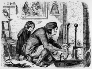 La Fontaines fabel (af Jean de La Fontaine): Bonden og hugormen, stik af J.J. Grandville, ca. 1838-40