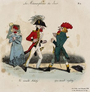 Les Metamorphoses du Jour, nr. 8 (håndfarvet litho) af Grandville
