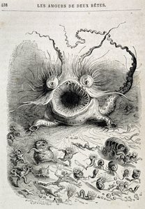 Les amours de deux beêtes (freaking monster) - i "" Dyr malet af dem selv: dyrenes private og offentlige liv"" af Grandville, kapitel af Honoré de Balzac, red. Hetzel af Grandville