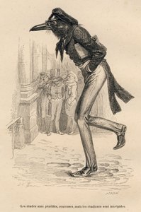 Studierne er svære, dyre, men de studerende er uforfærdede. Miniaturer illustreret af JJ Granville. Gravering signeret Caque i delen med titlen "Dyrelægerne" skrevet af Pierre Bernard i "Scener fra dyrenes private og offentlige liv