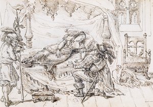 Tornerose, illustration til eventyr af Charles Perrault (1628-1703), gravering af Grandville (1803-1847) af Grandville