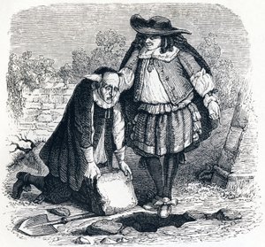 Den nærige, der har mistet sin skat - Fabler af La Fontaine af Grandville