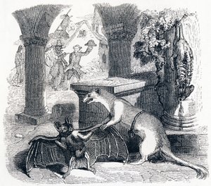 Flagermusen og de to væsler - Fabler af La Fontaine af Grandville