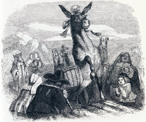 Æslet bærer relikvier - Fabler af La Fontaine af Grandville