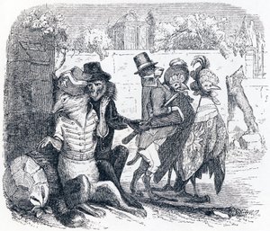Ræven og druerne (Le renard et les rosiner) - Fabler af La Fontaine af Grandville