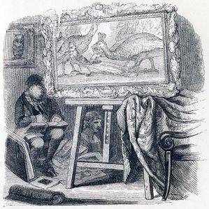 Jay pryder med påfuglefjer (Le geai pare des plumes du paon) - Fabler af La Fontaine af Grandville