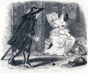 Manden, der løber efter sin formue, og ham, der bliver i sin seng - Fabler af La Fontaine af Grandville