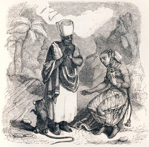 Musen er metamorfoseret som en pige - Fabler af La Fontaine af Grandville