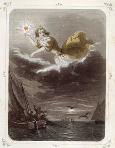 Stjernerne: Kvinde, der repræsenterer "" Sømandens stjerne"" - af Grandville