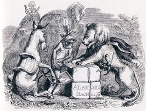 Hyldest sendt af dyrene til Alexander - Fabler af La Fontaine af Grandville