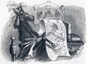muldyret praler af sin genealogi (Le mulet se vantant de sa genealogie) - Fabler af La Fontaine af Grandville