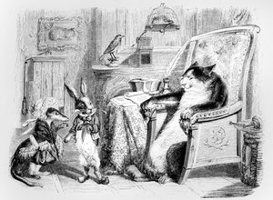 Katten, væselen og den lille kanin, illustration til 