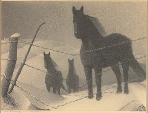 Studie til "Februar", 1940 af Grant Wood