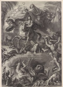 Allegorisk rytterportræt af Louis XIV, konge af Frankrig af Gérard Edelinck
