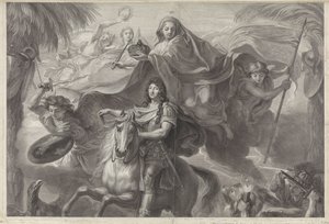 Allegorisk rytterportræt af Louis XIV, konge af Frankrig af Gérard Edelinck