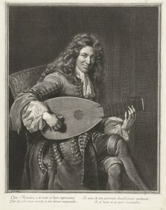 Portræt af komponisten Charles Mouton (ca. 1626-1710) af Gérard Edelinck