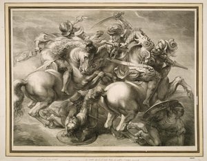 Slaget ved de fire ryttere (Slaget ved Anghiari) af Gérard Edelinck