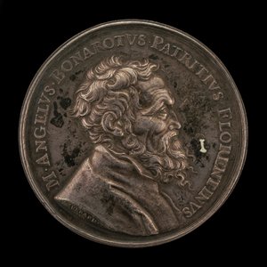 Michelangelo Buonarroti, 1475-1564, italiensk kunstner forside, 1673. af Gérard Léonard Hérard