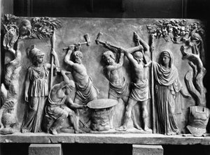 Hephaistos og Cyclopes smede Achilleus skjold (marmor) (s/h foto) af Greco Roman Greco Roman