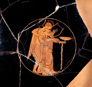 Antikkens Grækenland: Kop med røde figurer. Keramik tilskrevet Pedieus-maleren (slutningen af det 6. århundrede f.Kr.), 510-500 f.Kr. Paris, Musee Du Louvre af Greek