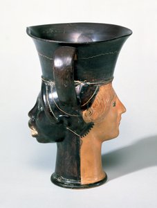Attic Janiform Kantharos Cup, ca. 470 f.Kr. (keramisk) af Greek