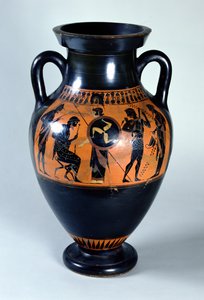 Attic sort-figur hals amfora skildrer velkommen af Hercules til Olympus, ca. 520 BC (keramik)