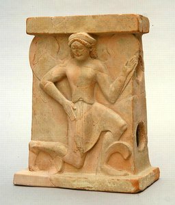 Keramisk alter med iris, ca. 500 f.Kr. (keramik) af Greek