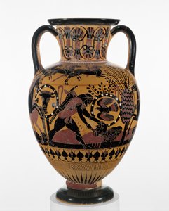 Chalcidian sort-figur hals amfora med Odysseus dræber en thraker, ca. 540 f.Kr. (terracotta)