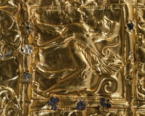 Detalje af en folie med præget dekoration fra Delphi (guld) af Greek