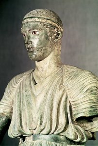 Detalje af Delphi Charioteer, ca. 470 f.Kr. bronze se også 161526