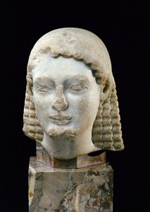 Hoved af en kouros, fra Athen, ca. 510 f.Kr. (marmor)