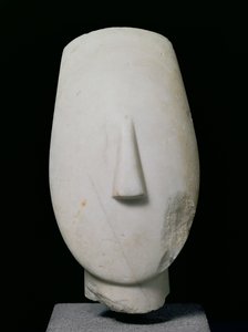 Kvindehoved, fragment af en statue fra Keros, tidlig Kykladisk II periode, ca.2700-2400 f.Kr. (marmor)