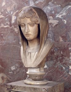 Hovedet på en kvinde kendt som Aspasia of Miletus (marmor)